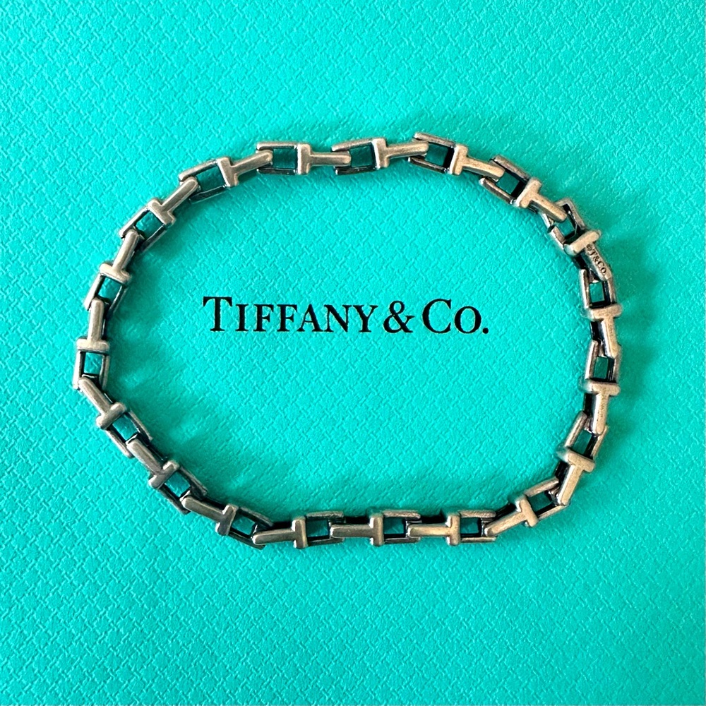 Tiffany & Co. | Sterling Silver Estate T Link Bracelet Silver 925 Auth w/Bag